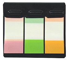 Пластиковые двухцветные закладки 3 цв.* 20 л, липкий слой, 20*48 мм, пластиковый дисплей, "Pronoti"