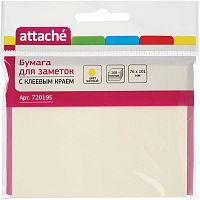 Блок для записи бумажный 100 л, желтый, липкий слой, 76*101 мм, 62 г, "Attache"