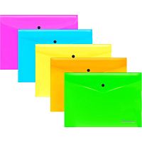 Папка-конверт "Neon" ф.В5 (280*210 мм), горизонтальная, кнопка, полипропилен 0,2 мм, "Berlingo"
