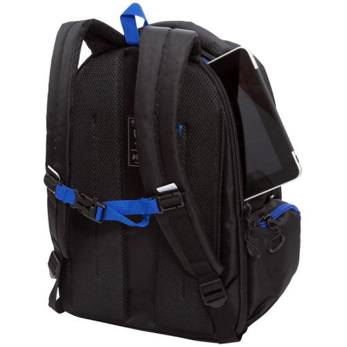 Рюкзак молодежный, 2 отделения, молния, карманы, жесткое дно, красно-синий полиэстер, 320*220*420 мм, "Grizzly" фото 2