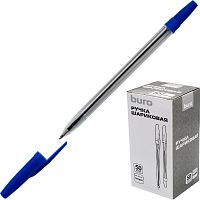 Ручка шариковая, синий сменный стержень 135 мм, шарик 0,7 мм, линия 0,5 мм, прозрачный корпус, "BURO"