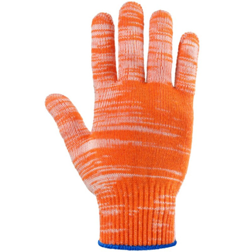 Перчатки трикотажные, 6-ти ниточные, ПВХ - елочка, оранжевые, 10 класс фото 2