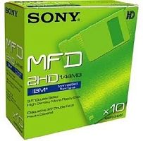 Дискета 2HD, 3,5"/ 90 mm 1,44 МВ, картонная коробка, 10 шт, "Sony"