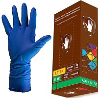 Перчатки смотровые TL210, неопудренные, однократное хлорирование, латекс, синие, упак. 25 пар, картон. уп, "S&C High Risk"