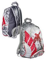 Рюкзак школьный "Running Man", 2 кармана спереди, 2 боковых кармана, молния, серый с красными вставками, 300*410 мм, "EaSTar"