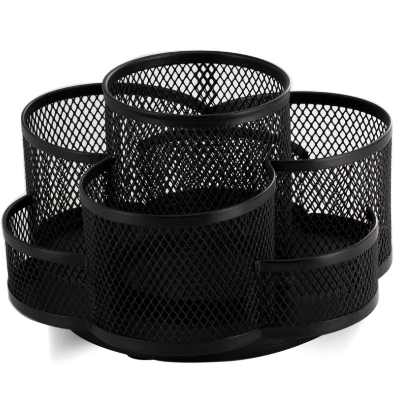 Органайзер настольный 7 отделений, вращающийся, черная металлическая сетка, 170*108*180 мм, "Alingar"