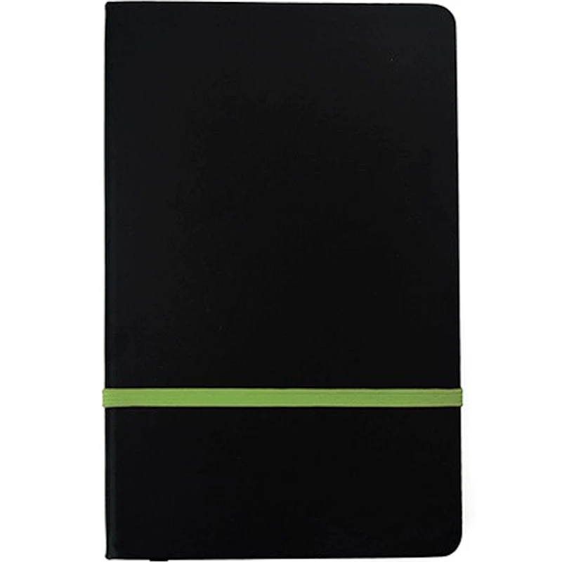 Записная книжка 80 л, ф.А5 (130*205 мм), линия, тонированный блок, ляссе, цветная резинка, черный кожзам, "LICHONG INTERNATIONAL"