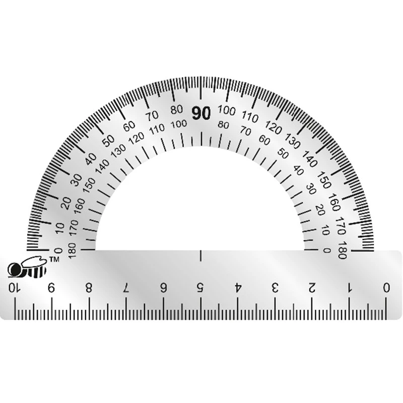 Транспортир 100 мм, металлический стальной, в полиэтиленовом пакете, "Пчелка"