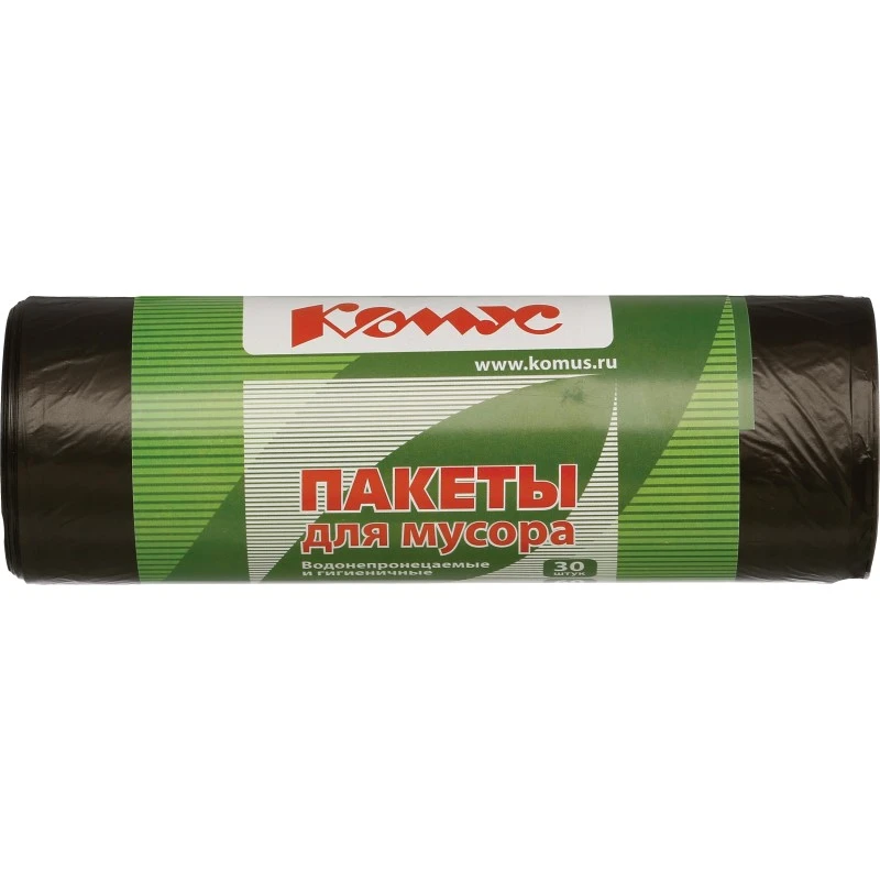 Мешки для мусора 60 л, 580*660 мм, ПНД 10 мкм, черный, рулон 30 шт, "Attache"