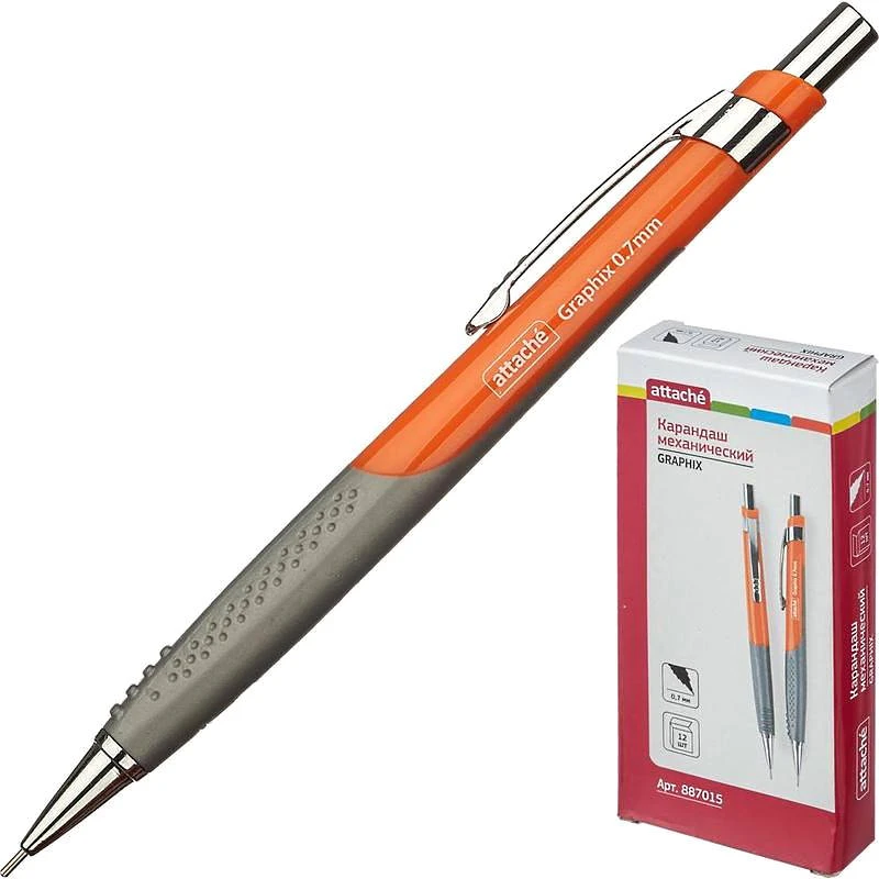Карандаш автоматический "Graphix" 0,7 мм, ластик, запасной стержень, манжета, "Attache"