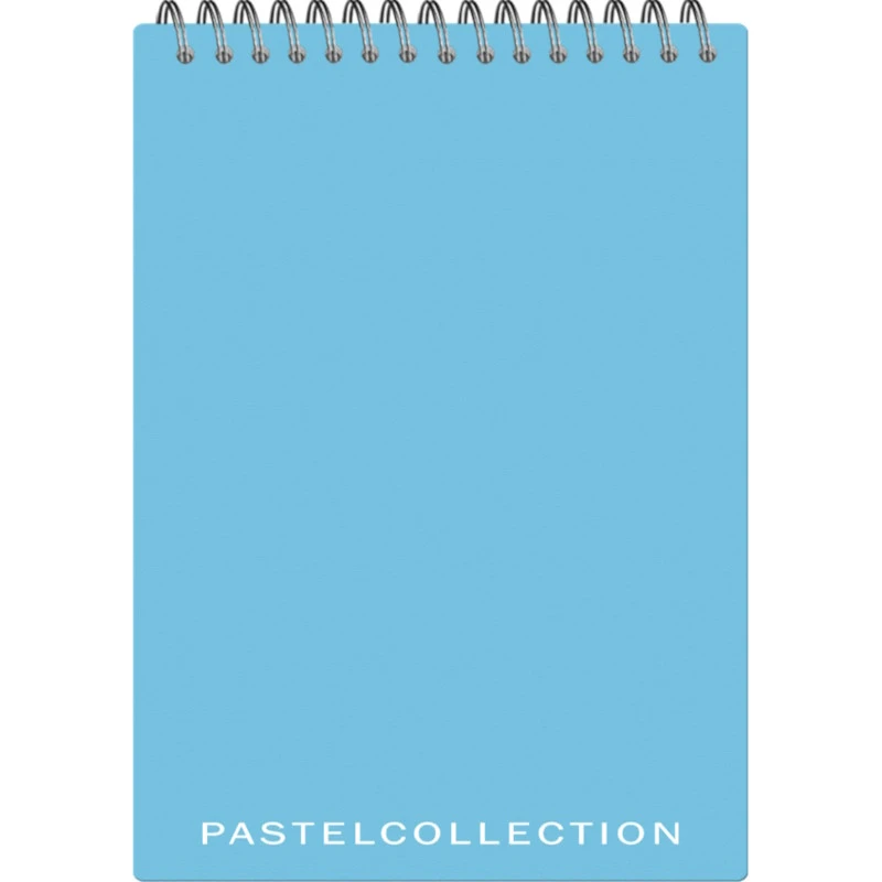 Блокнот "Pastel Collection" 60 л. ф.А5 (150*210 мм), клетка, метал. гребень сверху, пластик 0,5 мм, "Полином"