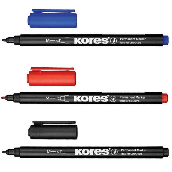 Маркер перманент, спиртовая основа, линия 1 мм, круглый наконечник, "KORES"