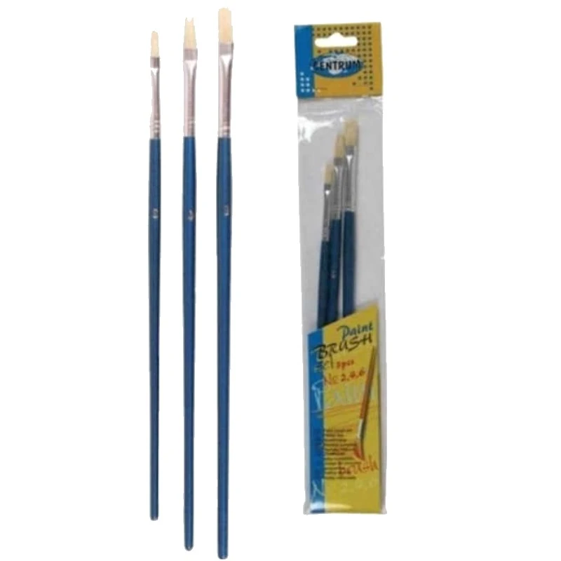Набор плоских кистей из щетины, №2,4,6, деревянная ручка, "Centrum"