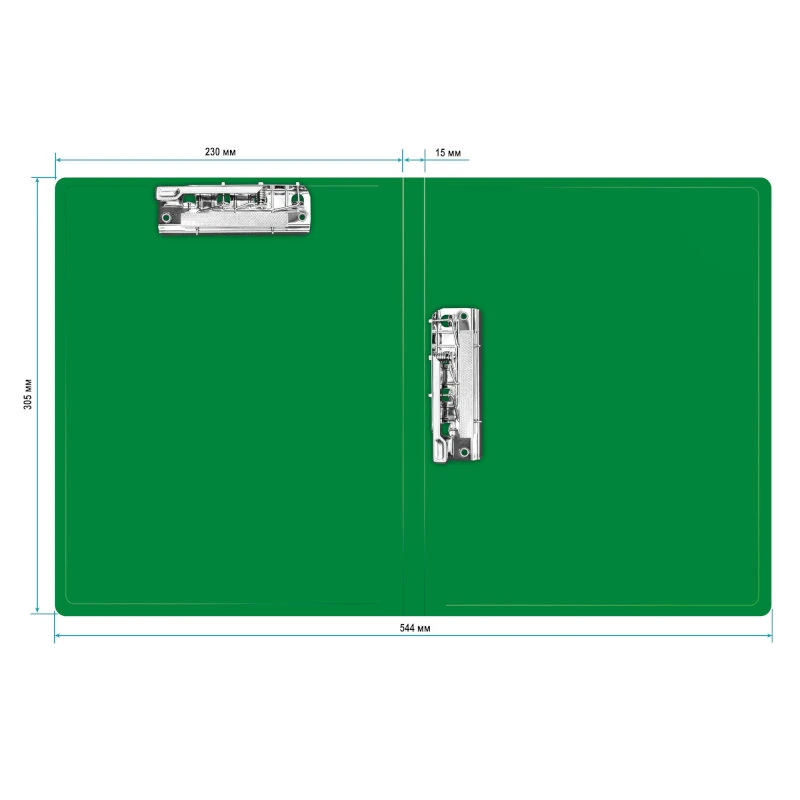 Папка ф.А4 (230*305 мм), 2 металлических зажима, торец 16 мм, торцевой регистратор, пластик 0,7 мм, "Бюрократ"