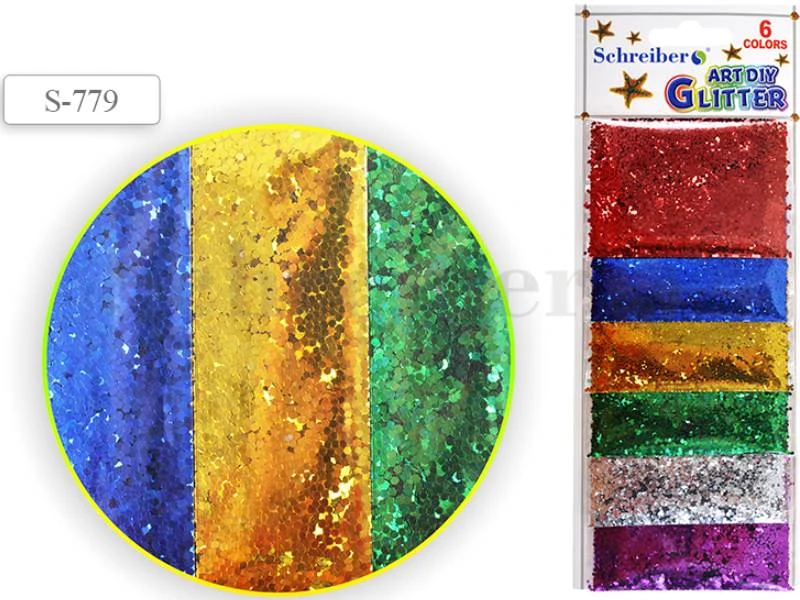 Блестки для декоративных работ 6 цв, 3 г. пакет, "Tukzar"