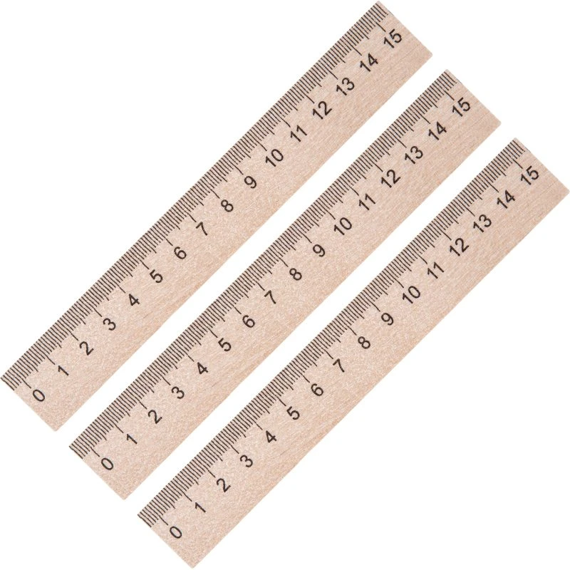 Линейка деревянная 150 мм, ширина 25 мм, упак. 3 шт, "№1 School"