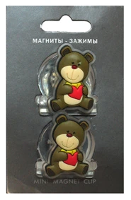 Набор магнитов с зажимом "Мишка", d25 мм, 2 шт, блистер, "A-Beko"