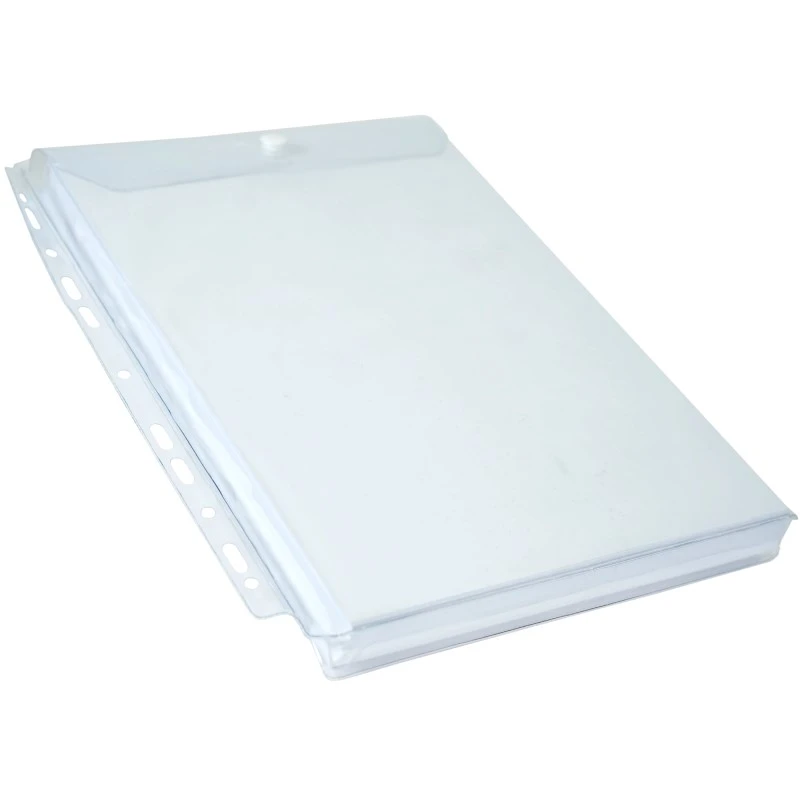 Папка-вкладыш ф.А4 (310*238 мм), перфорация, вертикальная загрузка, клапан с кнопкой, расширение до 250 л, ПВХ 180 мкм, упак. 5 шт, "Silwerhof"