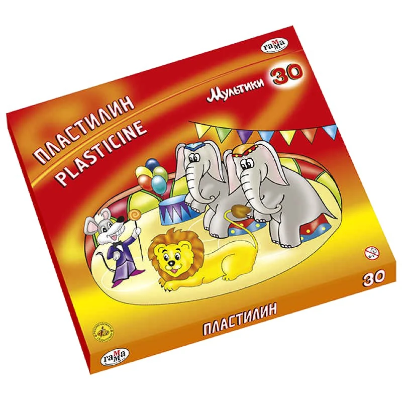 Пластилин "Мультики" 30 цв. по 20 г, стек, картон. уп, "Гамма"