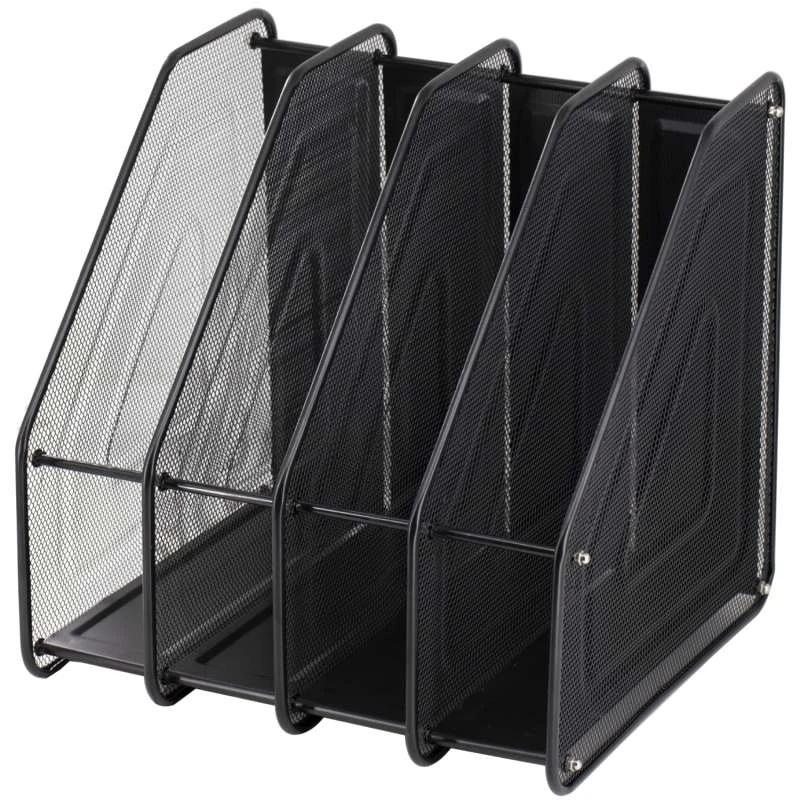 Лоток для бумаг вертикальный, 4 отделения, сборный, сетчатый, метал, "Alingar"