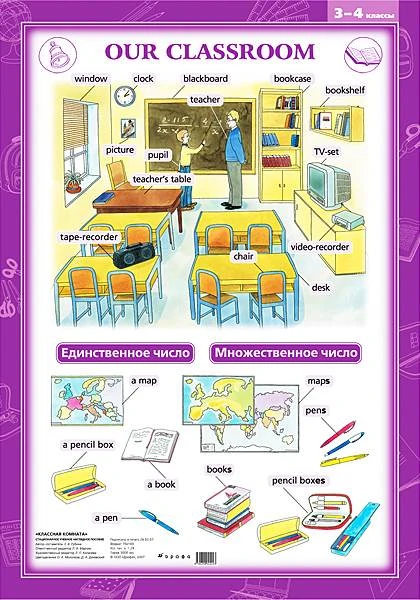Рубина Е.В. Our classroom: Классная комната 3-4 классы. - ф.70*100. - М.: Дрофа, 2007. - Глянцевая односторонняя карта.