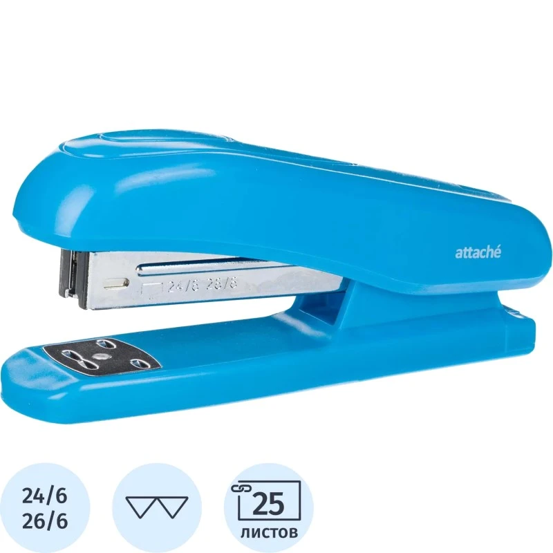Степлер до 25 л, №24/6,26/6 глубина 60 мм, загрузка 50 скоб, металлический механизм, "Attache"
