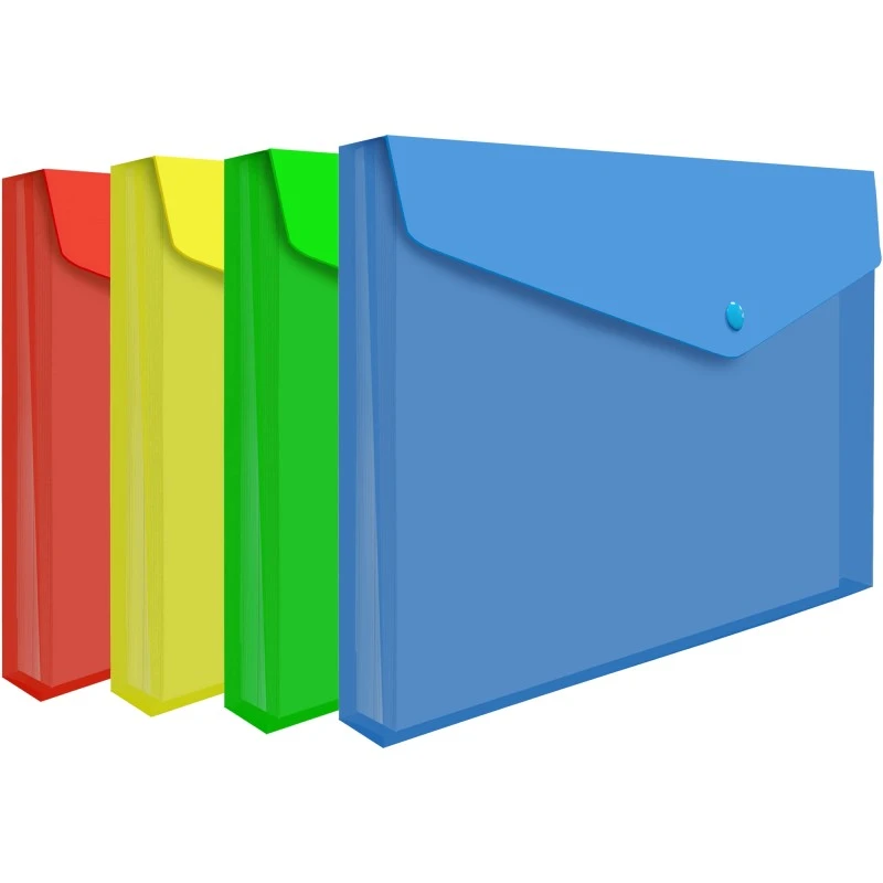 Папка-конверт PK860/1 ф.А4 (330*251 мм), горизонтальная, кнопка, расширение до 30 мм, полипропилен 0,18 мм, "Бюрократ"