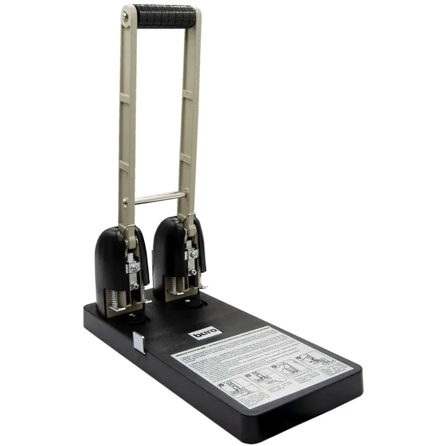 Дырокол мощный, 2 отверстия 6 мм, до 150 л, между отверстиями 80 мм, металлическая линейка, "BURO"