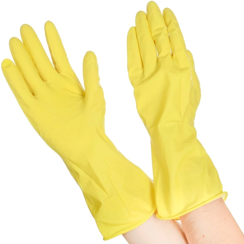Перчатки резиновые хозяйственные, желтые, "OptiLine"