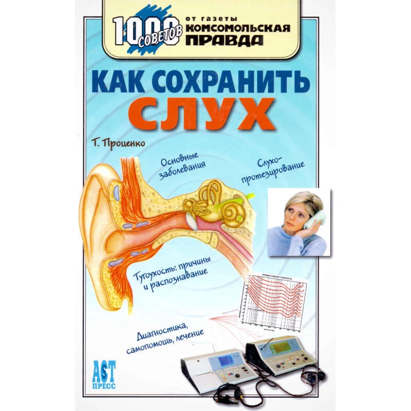 Проценко Т.А. Как сохранить слух. - М.: АСТ-ПРЕСС КНИГА, 2006. - 288 с. - (1000 советов от газеты Комсомольская правда). - тверд. обл.