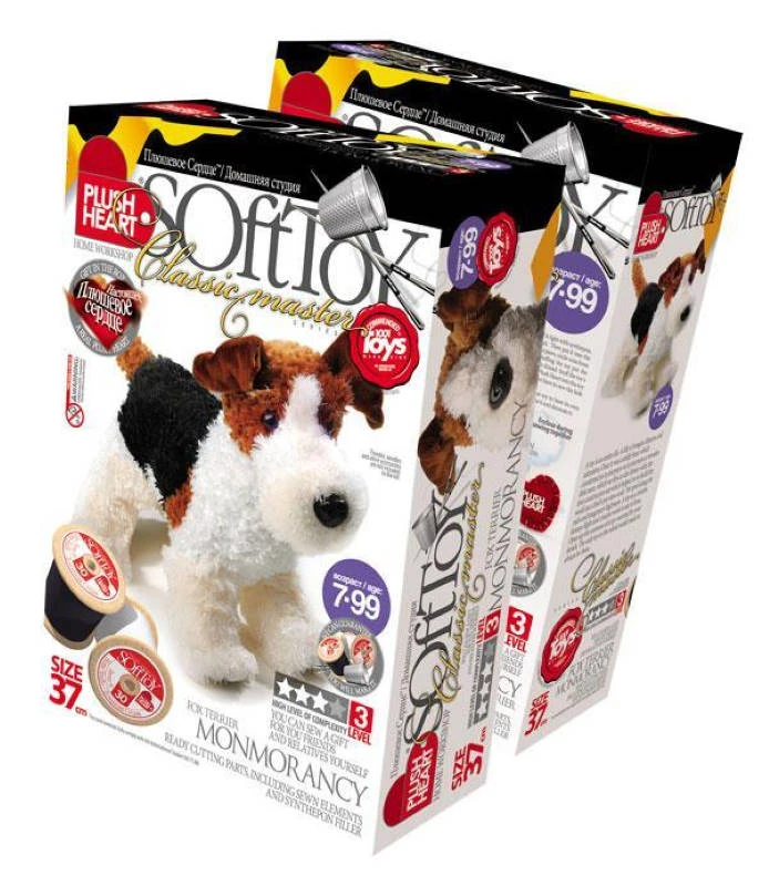 Плюшевое сердце. Фокстерьер Монморенси. 37 см. Шитье игрушки. 7+. "Эльф-Маркет"