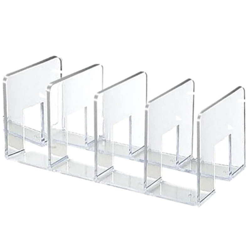 Подставка ограничитель для бумаг, 4 секции, 3 отделения, прозрачный пластик, 130*340*140 мм, "Alingar"