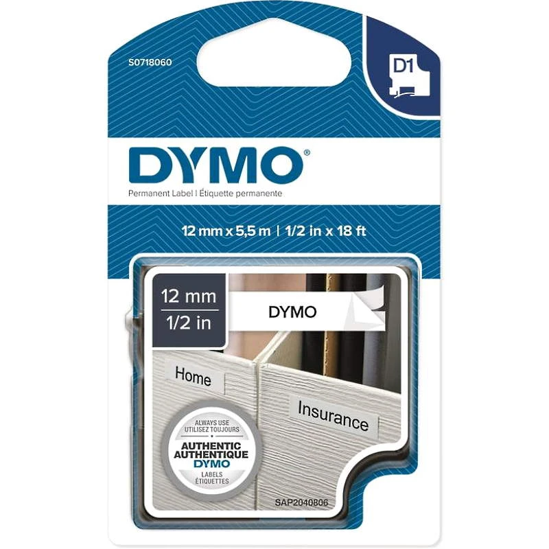 Картридж к этикет-принтеру DYMO LM210D/PnP/LM420P/LM 500PTS/ LM280, 12 мм*5,5 м, (1/2), черный/белый