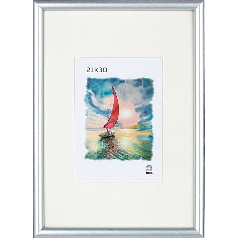 Рамка настенная PS 516, багет - серебряный пластик 14 мм, вставка - пластик, 210*300 мм (ф.А4), "Attache"