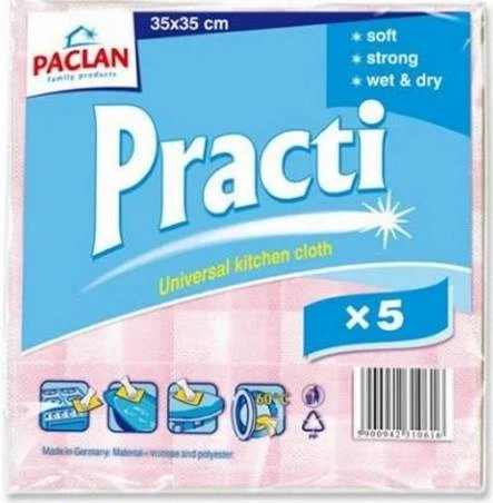 Тряпка кухонная универсальная "Practi", вискоза, 350*350 мм, упак. 5 шт, "PACLAN"