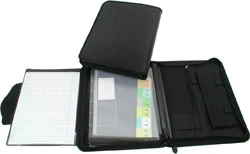 Папка портфолио ф.А4 (350*280 мм), картотека 6 отделений, торец 30 мм, блокнот, молния, липучка, пластик с окантовкой, "Aidmore"