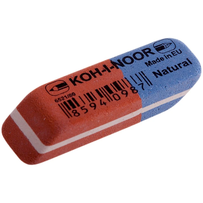 Ластик "Blue Star", скошенный, комбинированный (красно-синий), натуральный каучук, 41*14*8 мм, "Koh-i-noor"