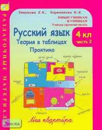 Тикунова Л.И, Корепанова М.Н. Русский язык. 4 кл. Теория в таблицах. Практика: Раздаточные материалы. В 2 ч. Часть 2. - М.: Росткнига, 2005. - 140 с. - (Юным умникам и умницам. Учитесь грамотно писать). - мягк. обл.