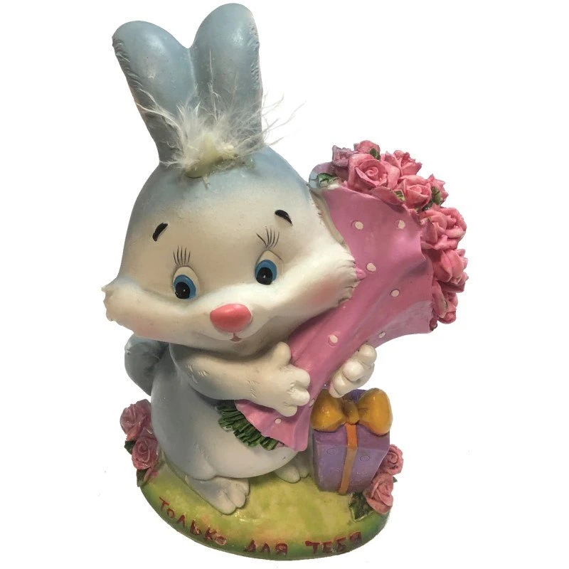 Фигурка декоративная - копилка "Кролик с букетом цветов", высота 17 см, "Choosing Porcelain"