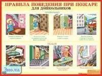 Иванова С.А, Пономарева Е.А. Правила поведения при пожаре для дошкольников: Наглядное пособие. - ф.58,7*44. - М.: Айрис-пресс, 2005. - Глянцевый односторонний плакат.