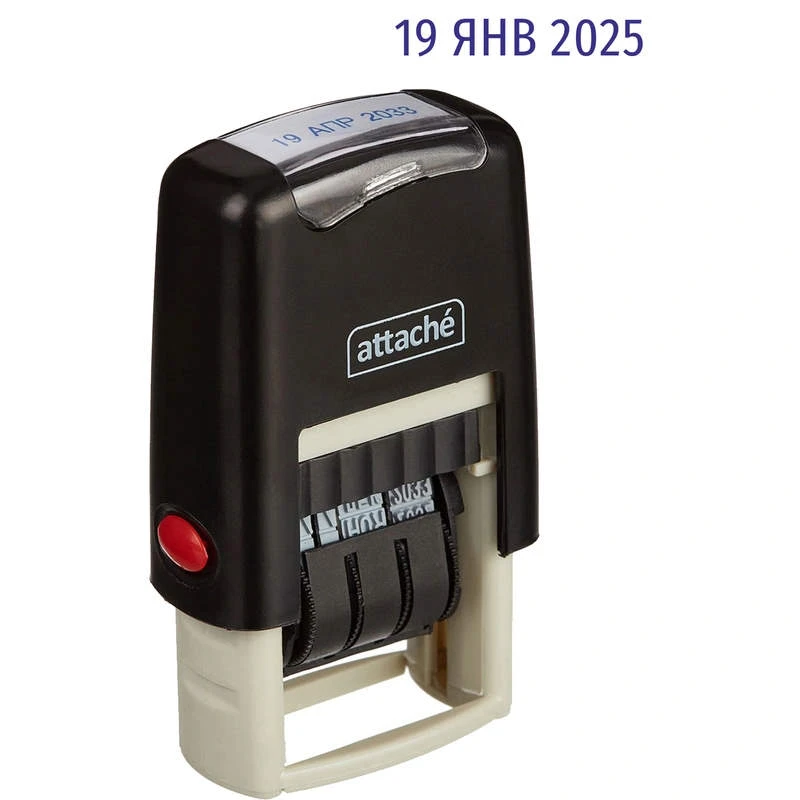 Мини-датер, высота букв 3 мм, месяц - буквами, автоматическая пластиковая оснастка, "Attache"
