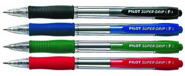 Шариковая автоматическая ручка "Super Grip" BPGP-10R-F, сменный стержень 98 мм, шарик 0,7 мм, линия 0.32 мм, манжета, "Pilot"