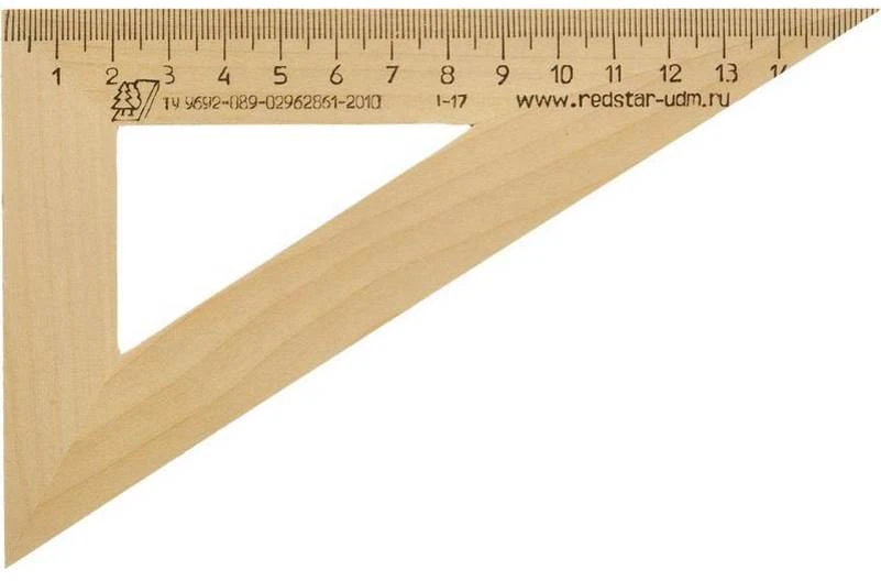Угольник 30/60 град, линейка 160 мм, деревянный, "Можга"