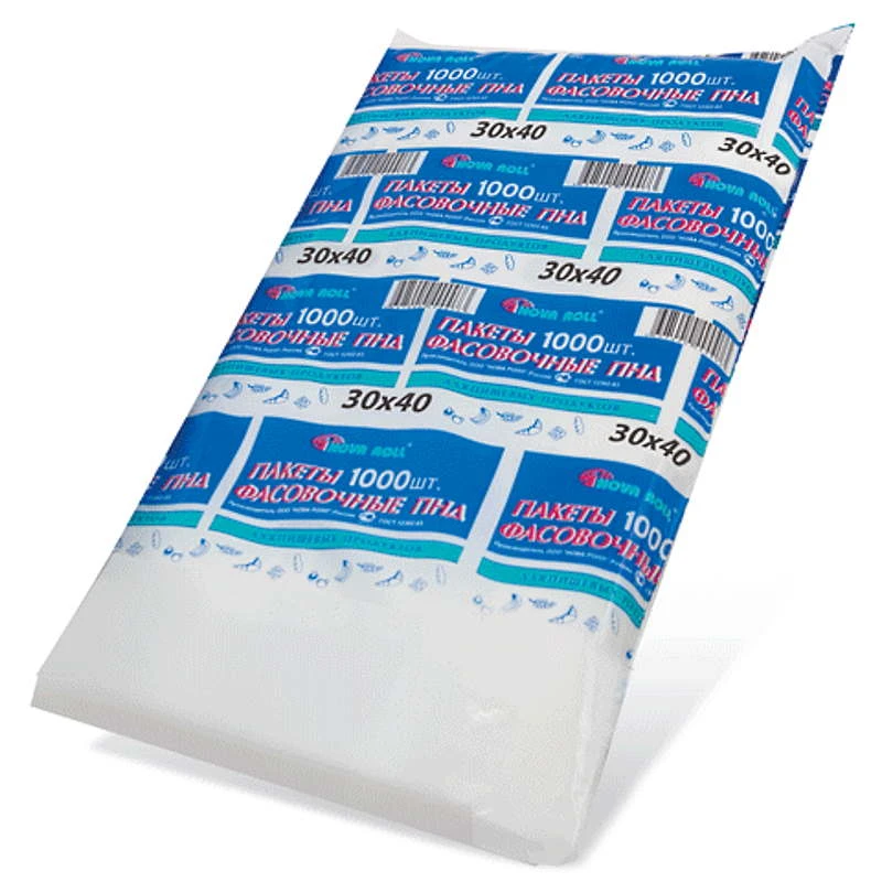 Фасовочный пакет, ПНД 9 мкм, 300*400 мм, упак. 1000 шт, "Nova Roll"