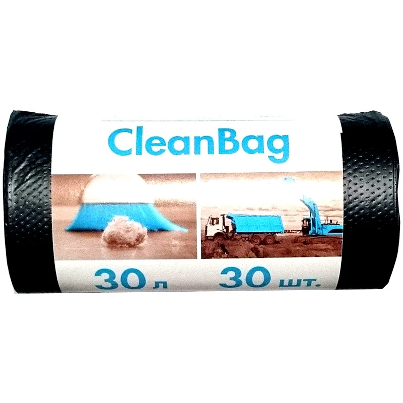Мешки для мусора 30 л, 480*550 мм, ПНД 12 мкм, рулон 30 шт, "CleanBag".