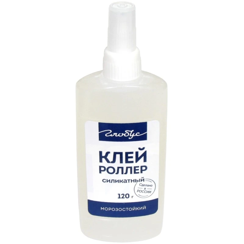 Клей силикатный 120 г, металлический роллер, "Глобус"