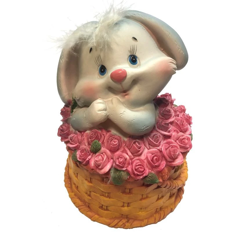 Фигурка декоративная - копилка "Кролик в корзине", высота 16 см, "Choosing Porcelain"