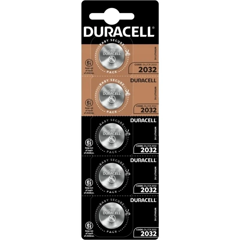 Батарейка CR2032 BL5, литий, 3 V, 2 шт, "Duracell"