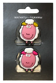 Набор магнитов с зажимом "Овечка", d25 мм, 2 шт, блистер, "A-Beko"