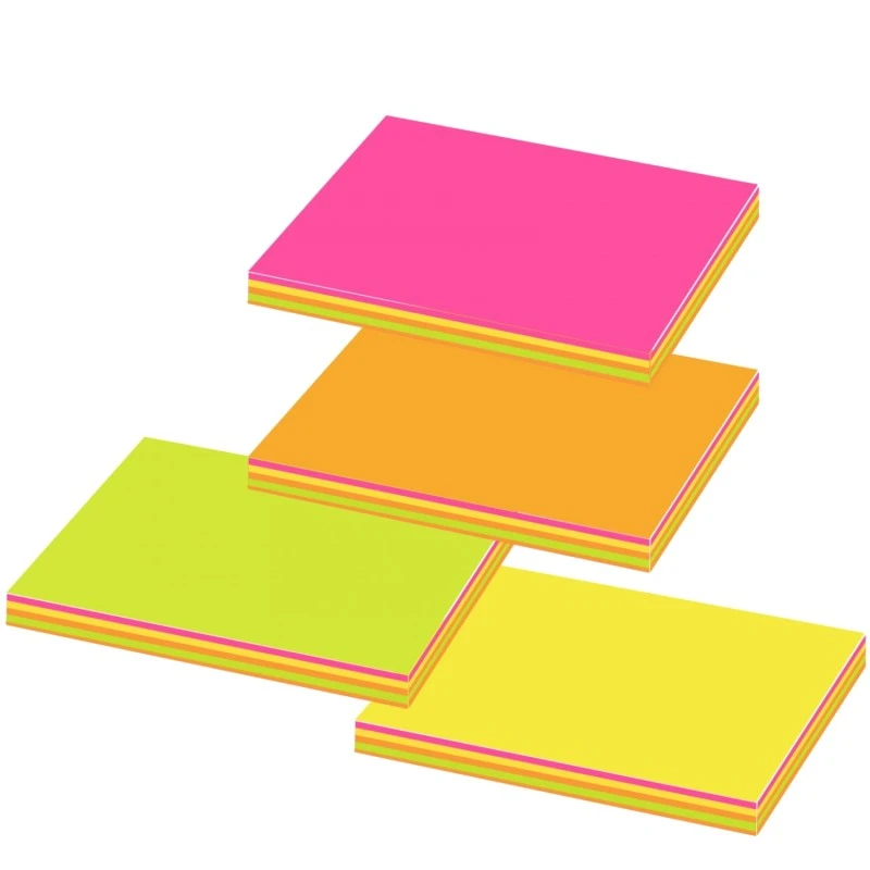 Блок для записи бумажный "Неоновое ассорти" 100 л, 4 цв. неон, липкий слой, 76*100 мм, "Alingar"